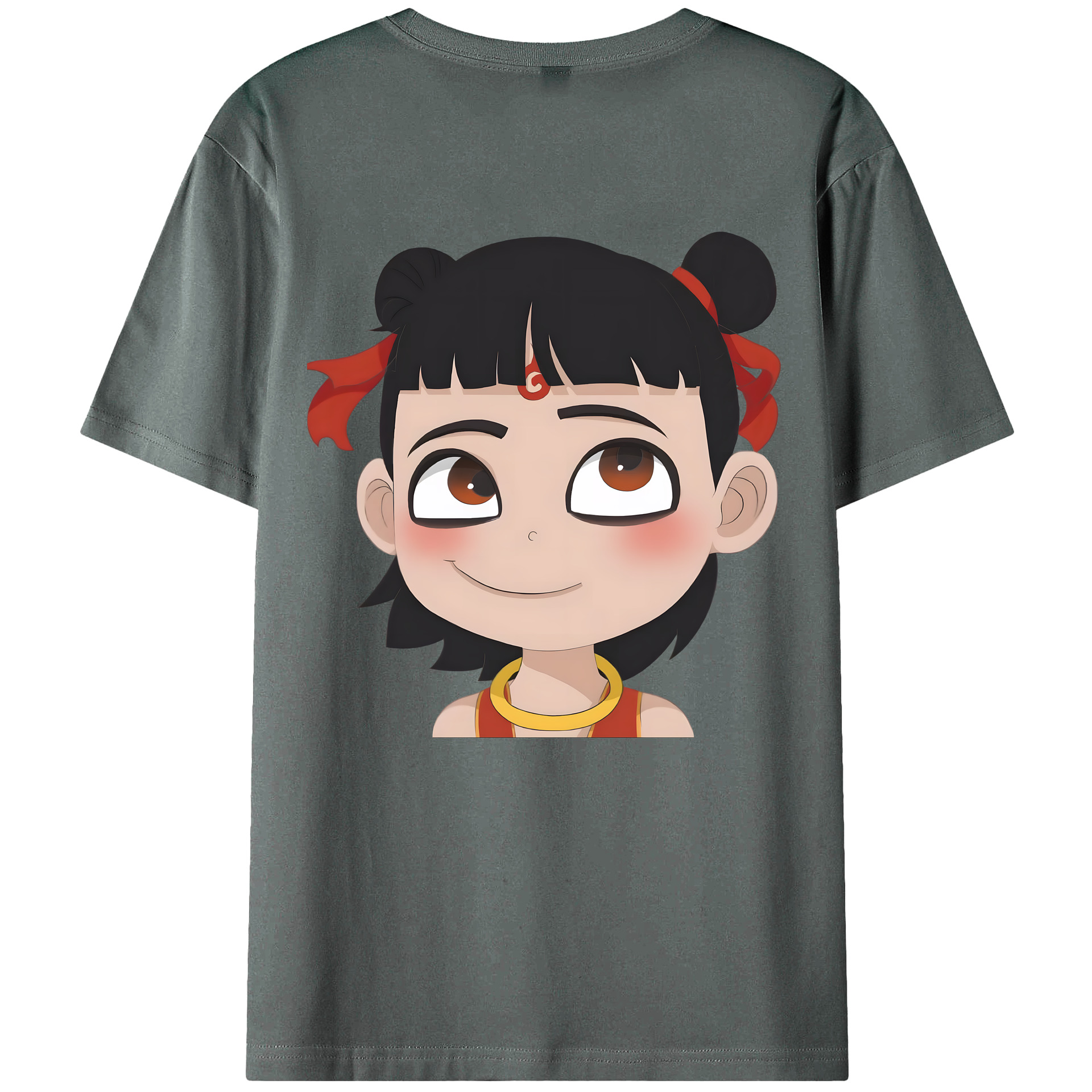 （画像用） Ne Zha 2 ナタ 魔童の大暴れ 綿100％ メンズ半袖Tシャツ（バックプリント） 通気性